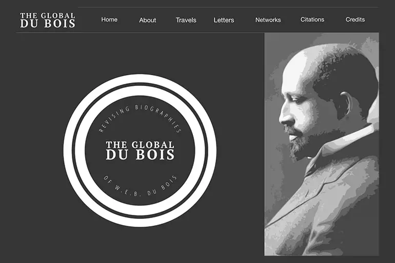 Screenshot of site for the Global Du Bois